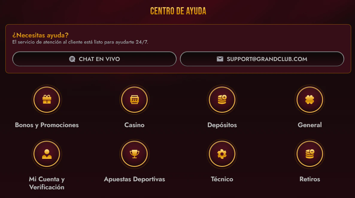 Atención al cliente de GrandClub